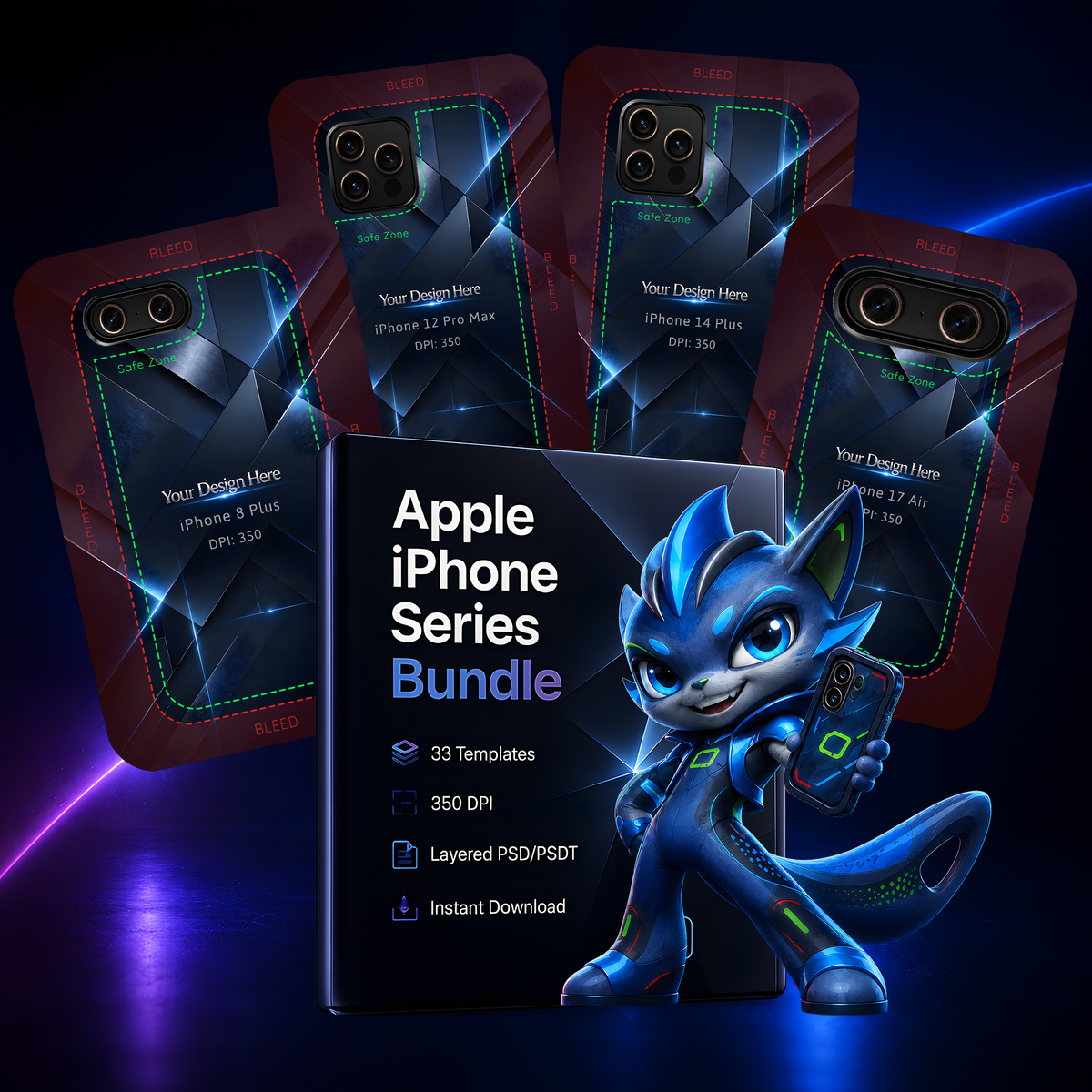 Apple iPhone Series phone case template collection preview