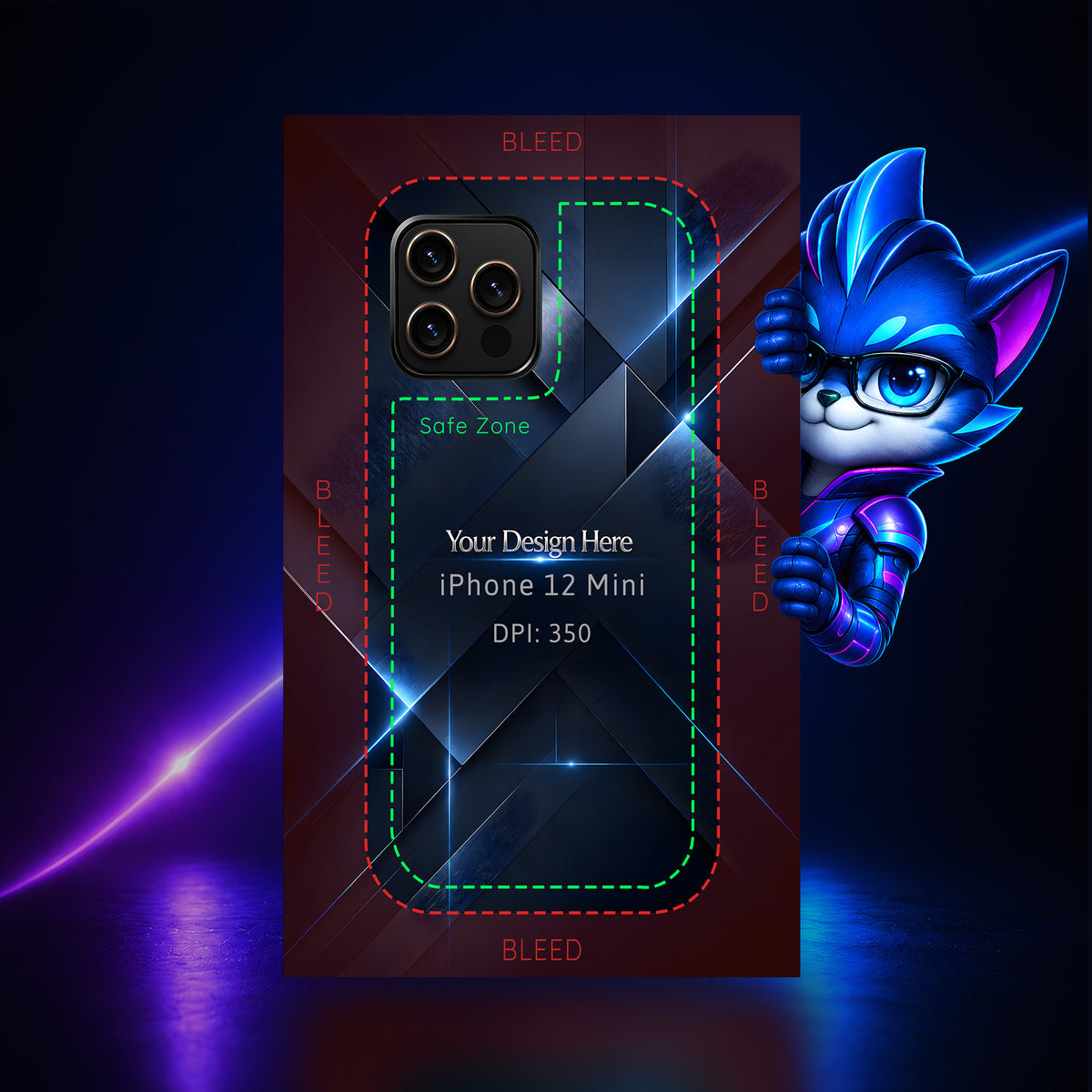 Apple iPhone 12 Mini Photoshop phone case template preview