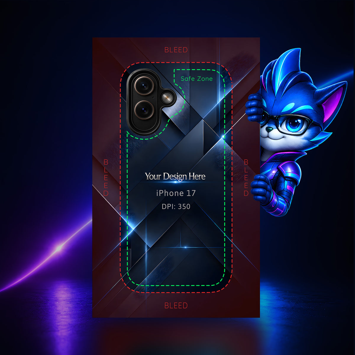 Apple iPhone 17 Photoshop phone case template preview
