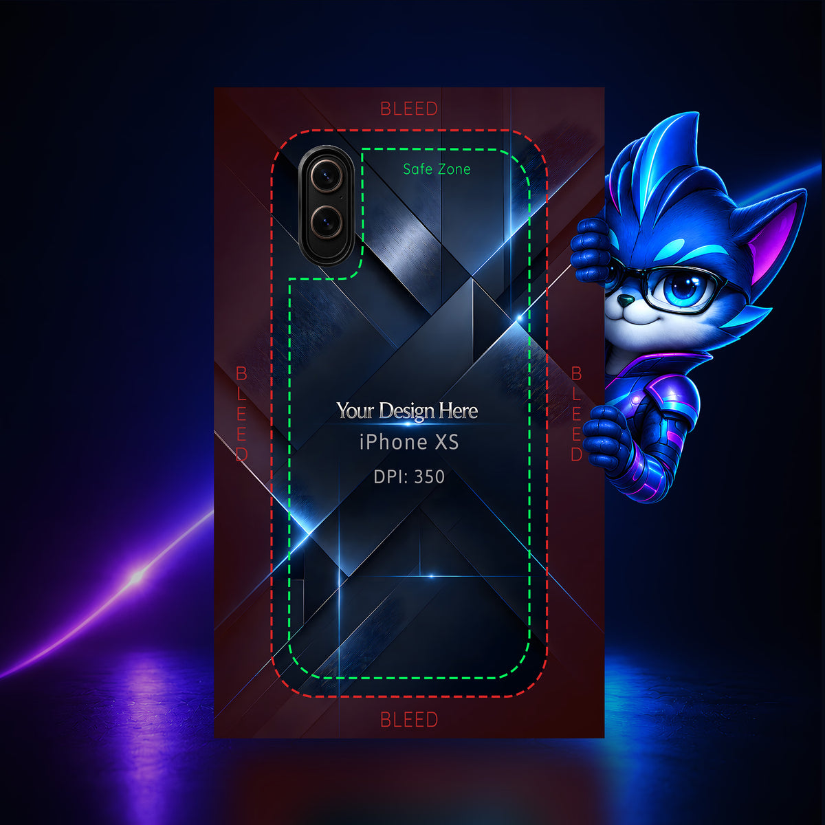Apple iPhone XS Photoshop phone case template preview