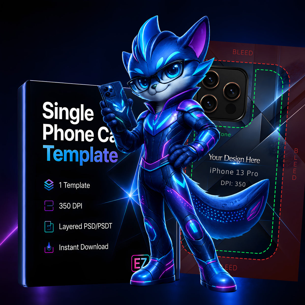 Apple iPhone 13 Pro phone case design template preview