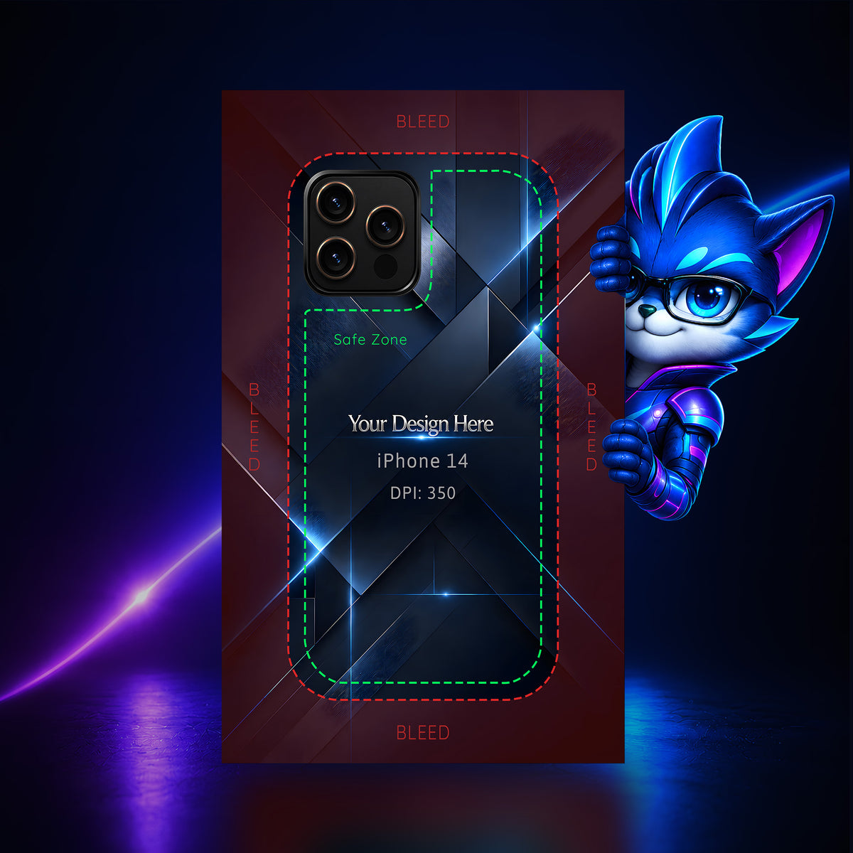 Apple iPhone 14 Photoshop phone case template preview