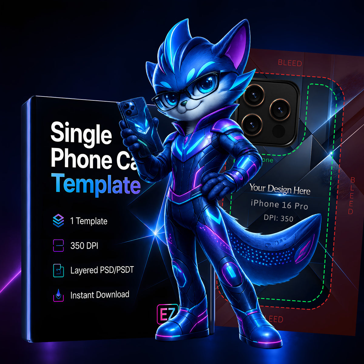 Apple iPhone 16 Pro phone case design template preview