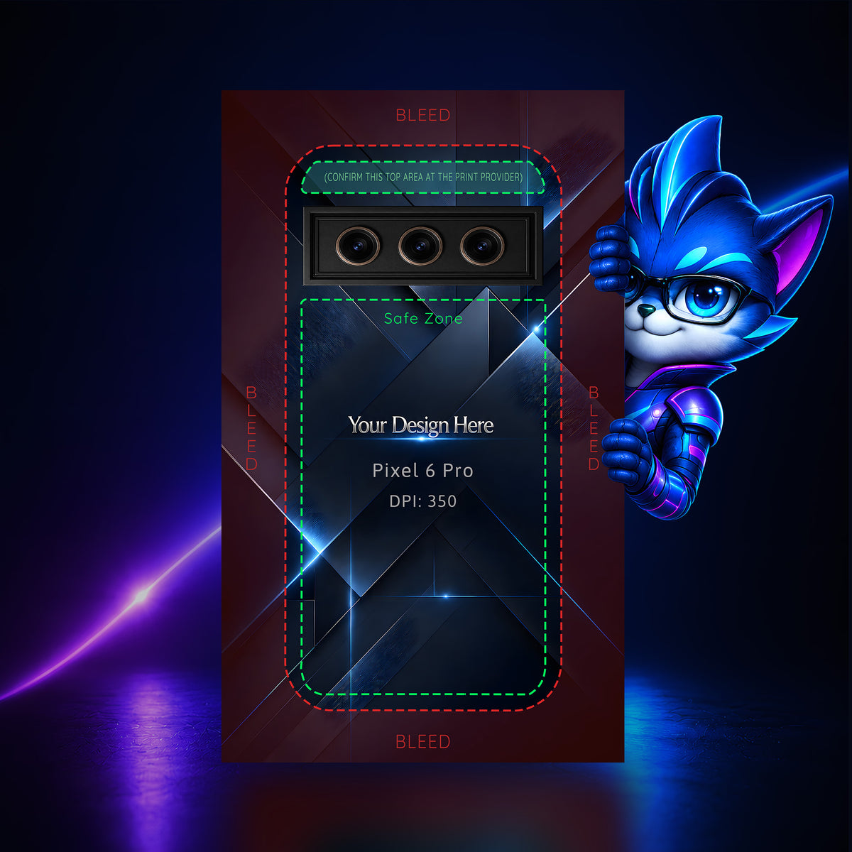 Google Pixel 6 Pro Photoshop phone case template preview