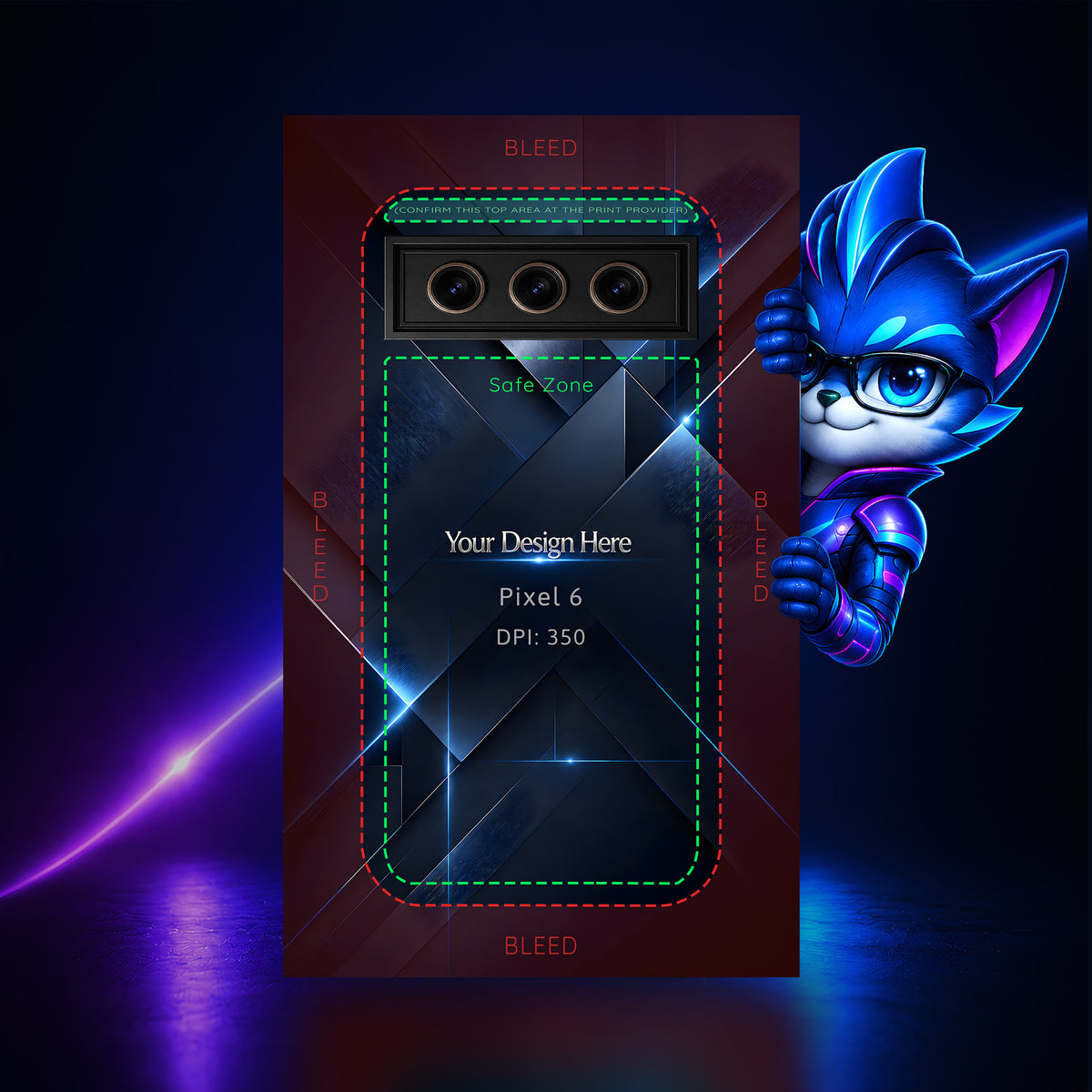 Google Pixel 6 Photoshop phone case template preview