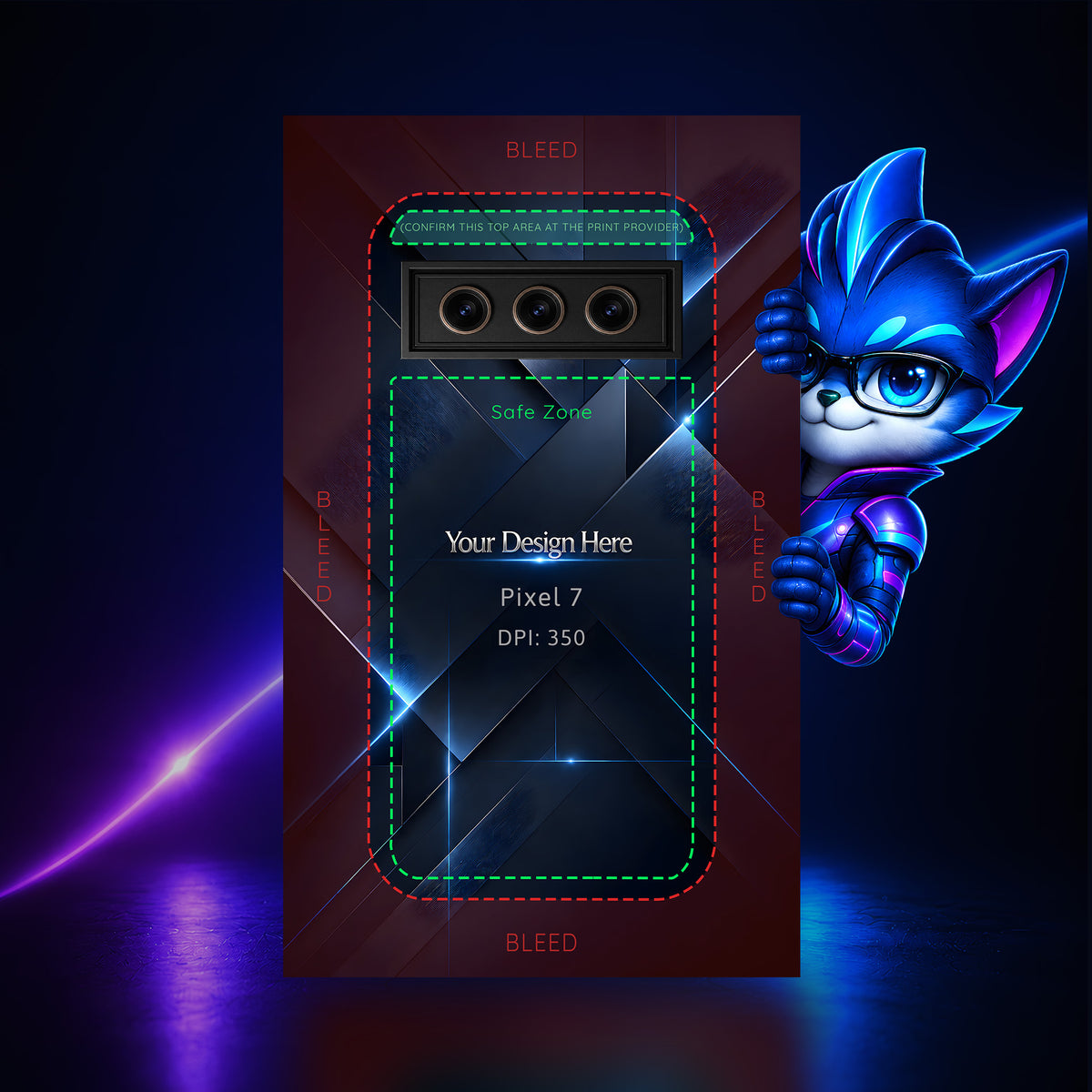Google Pixel 7 Photoshop phone case template preview