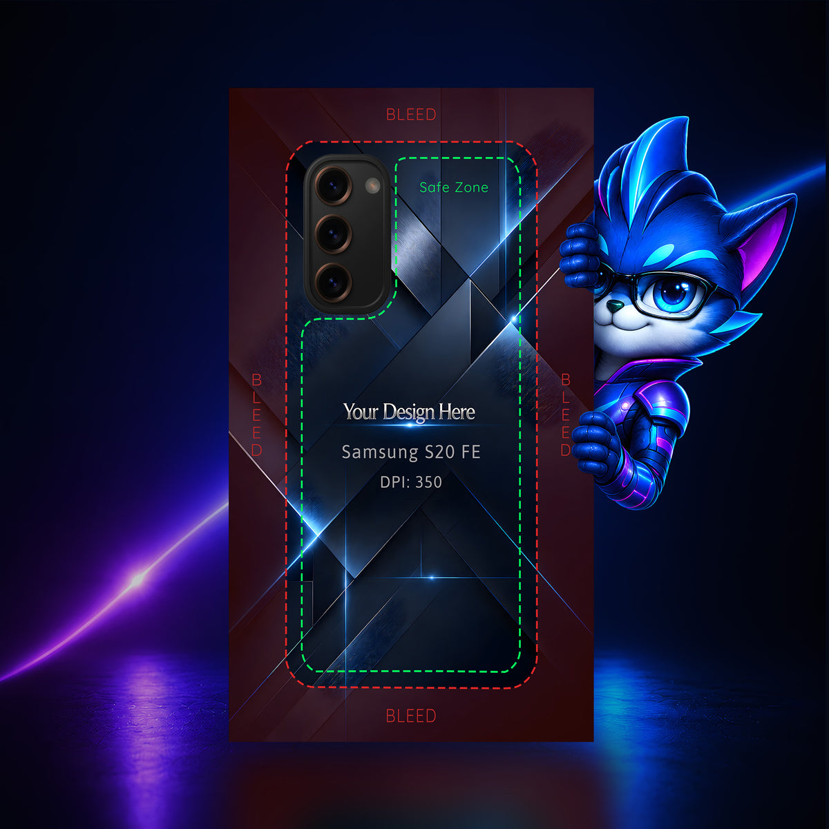 Samsung Galaxy S20 FE Photoshop phone case template preview