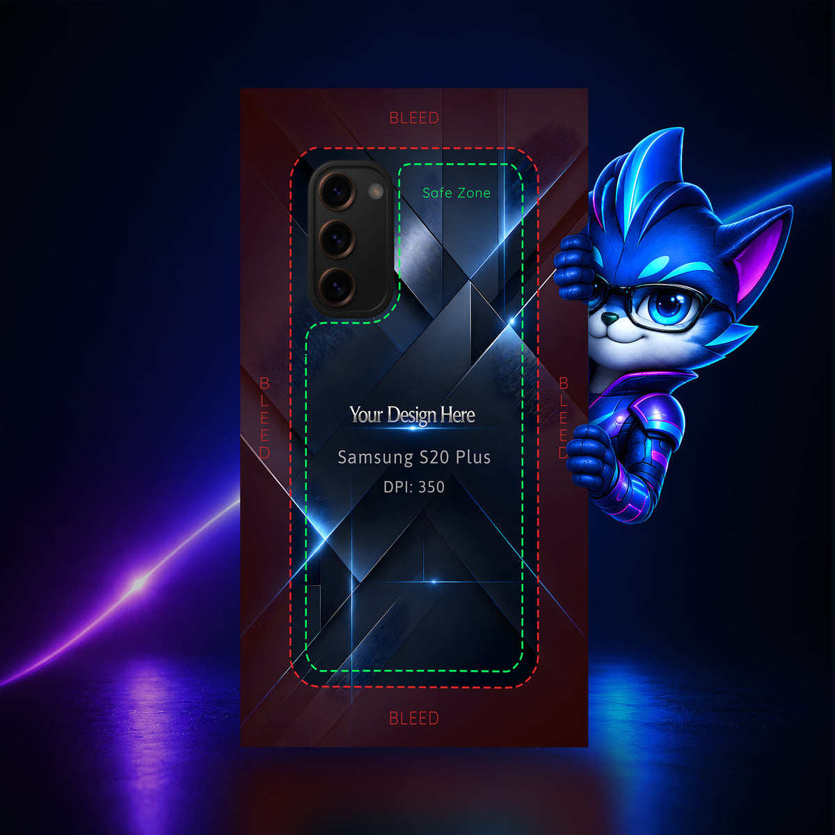 Samsung Galaxy S20 Plus Photoshop phone case template preview