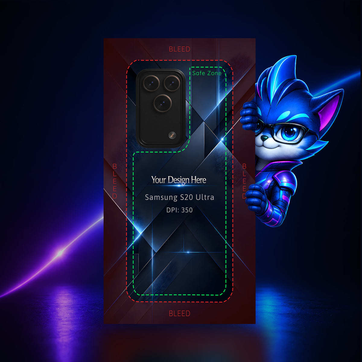 Samsung Galaxy S20 Ultra Photoshop phone case template preview