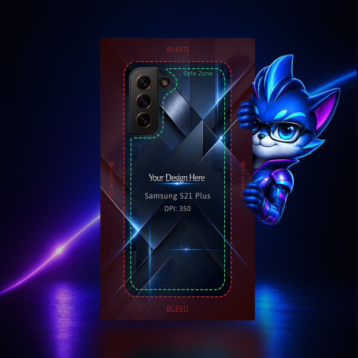 Samsung Galaxy S21 Plus Photoshop phone case template preview