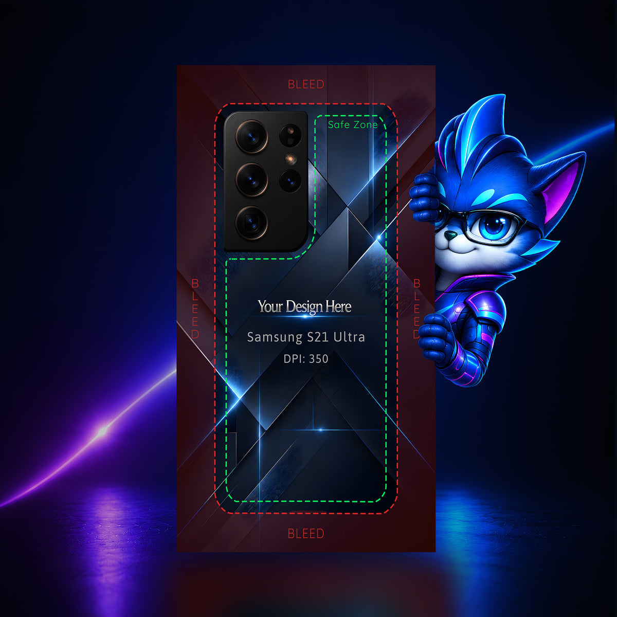 Samsung Galaxy S21 Ultra Photoshop phone case template preview
