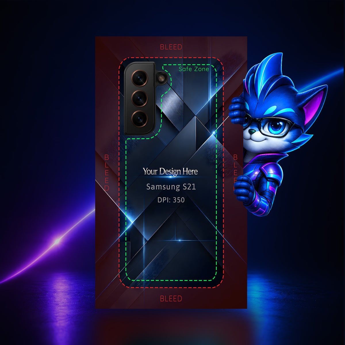Samsung Galaxy S21 Photoshop phone case template preview