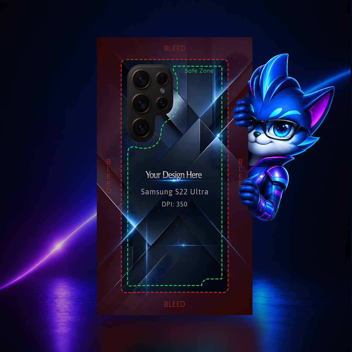 Samsung Galaxy S22 Ultra Photoshop phone case template preview