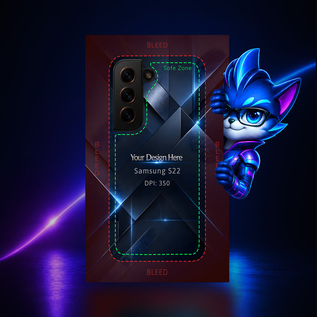 Samsung Galaxy S22 Photoshop phone case template preview