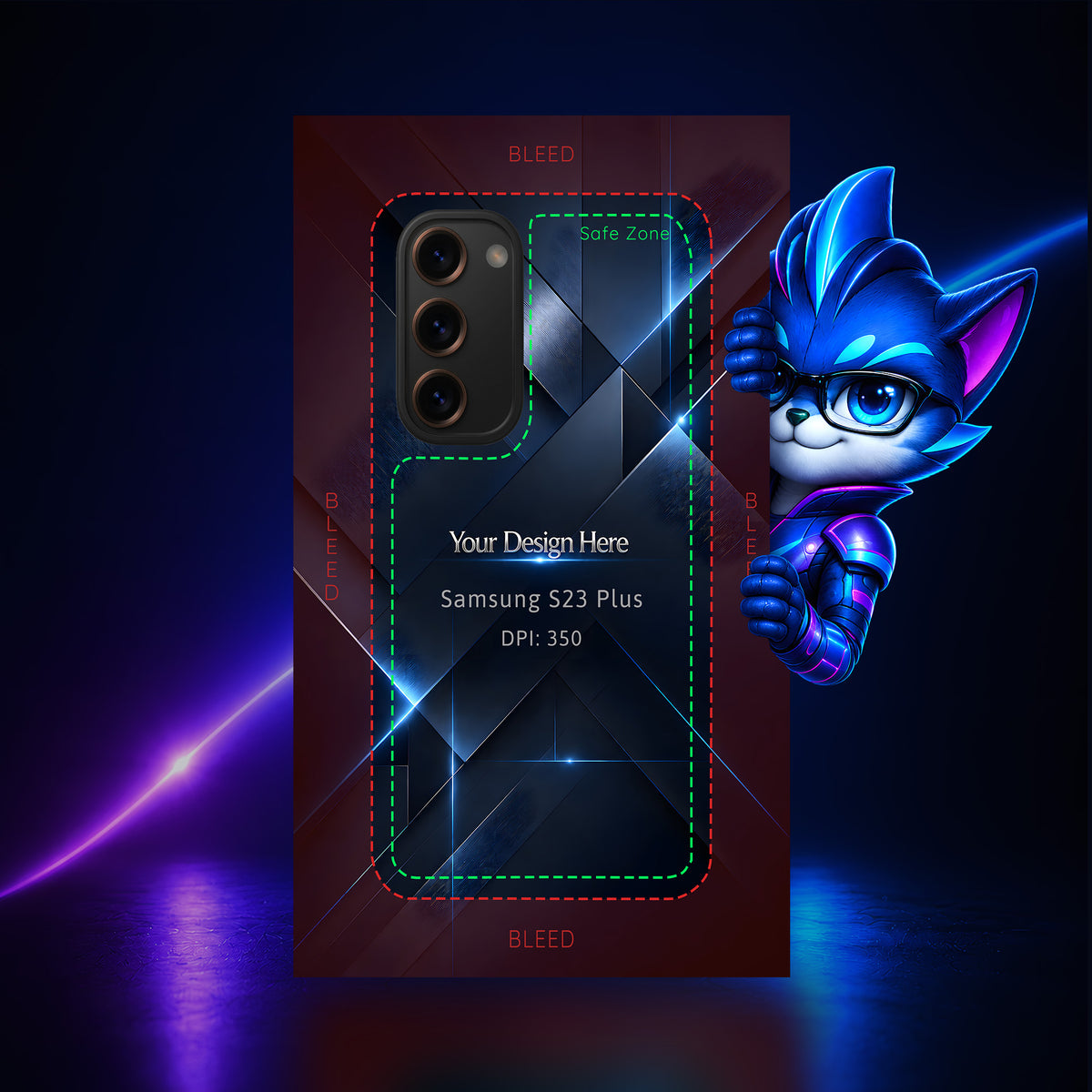 Samsung Galaxy S23 Plus Photoshop phone case template preview
