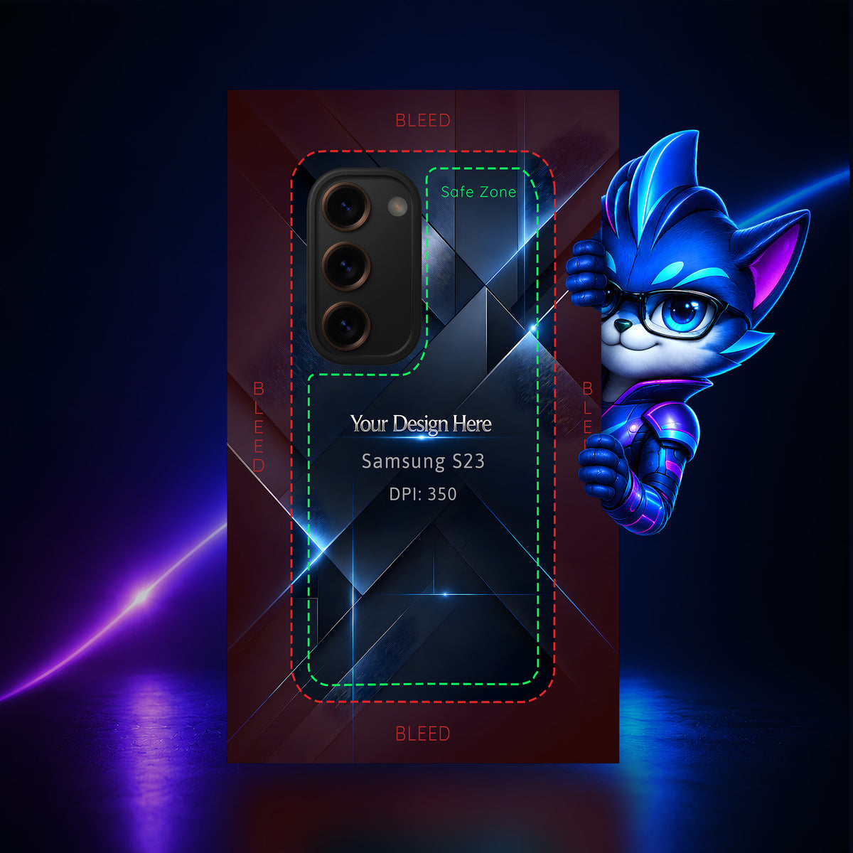 Samsung Galaxy S23 Photoshop phone case template preview