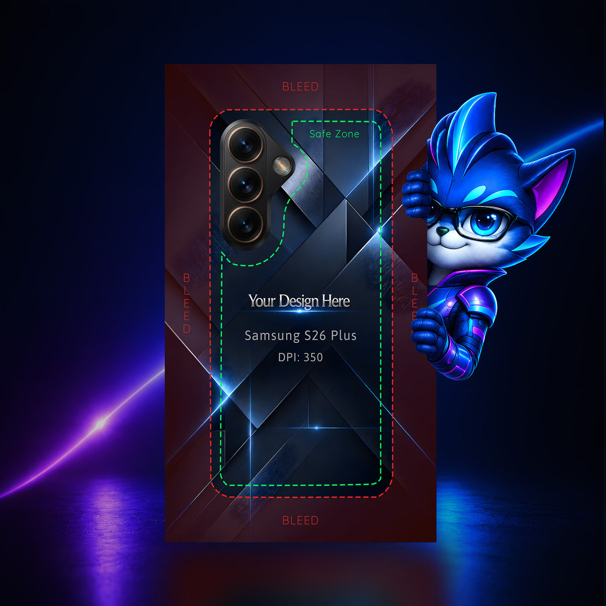 Samsung Galaxy S26 Plus Photoshop phone case template preview