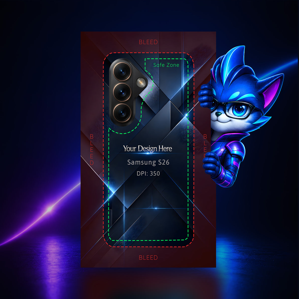 Samsung Galaxy S26 Photoshop phone case template preview