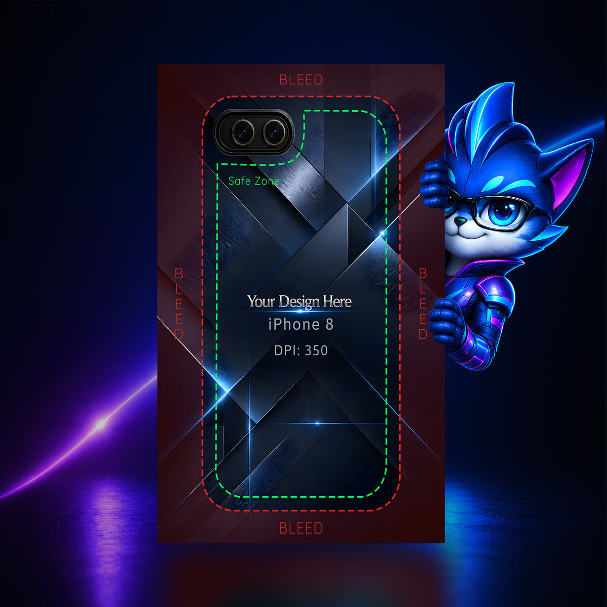 Apple iPhone 8 Photoshop phone case template preview