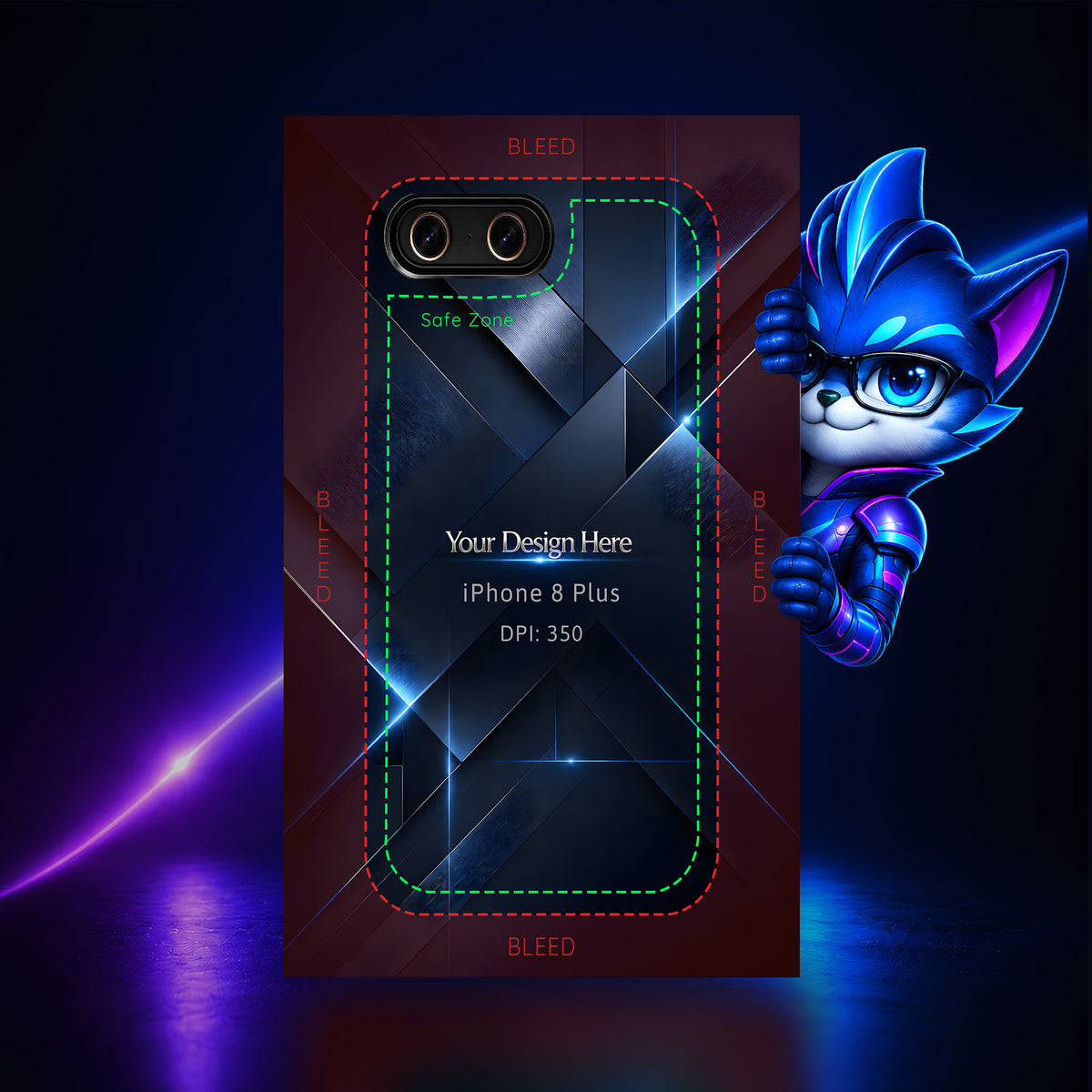 Apple iPhone 8 Plus Photoshop phone case template preview